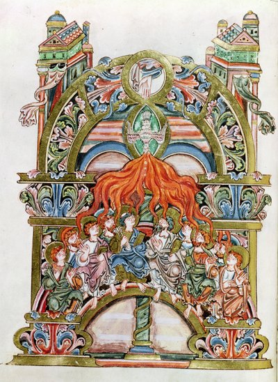 Pinksteren, uit het Winchester Pontifical, 10e-11e eeuw door English School